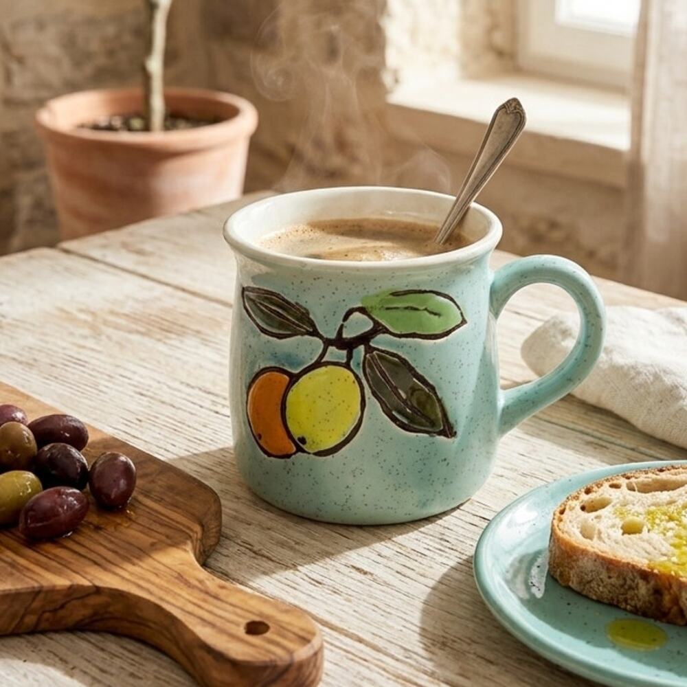 🍵🍊🍋Fruit Mug Stoneware Coffee Cup Rustic Farmhouse Kitchenware Vintage